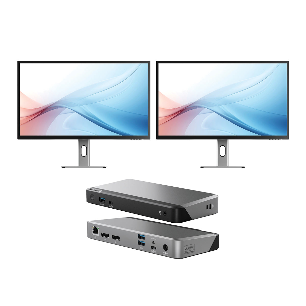 Clarity Max 32" UHD 4K Monitor with USB-C Power Delivery (Pack of 2) + DX2 Dual 4K Display Universal Docking Station Ð with 65W Power Delivery
