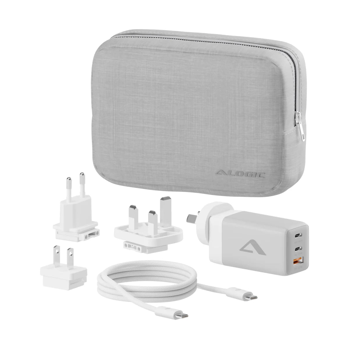 3 Port 67W Rapid Power Multi Country GaN Charger - with USB-C Charging Cable, Travel Case and International Plugs