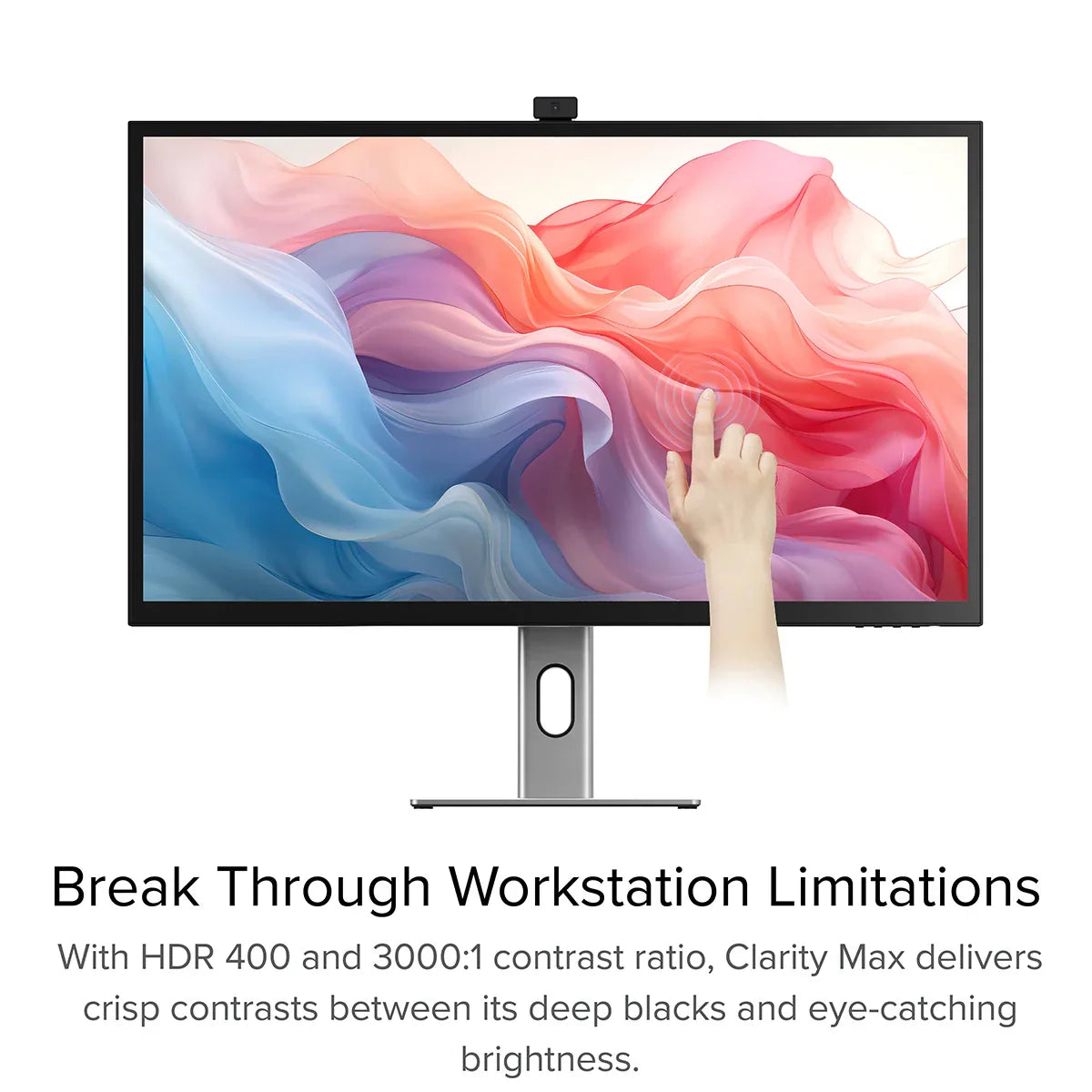 Clarity Max Touch 32" UHD 4K Monitor with USB-C Power Delivery, Webcam and Touch Screen + Dual 4K Universal Docking Station - DisplayPort Edition