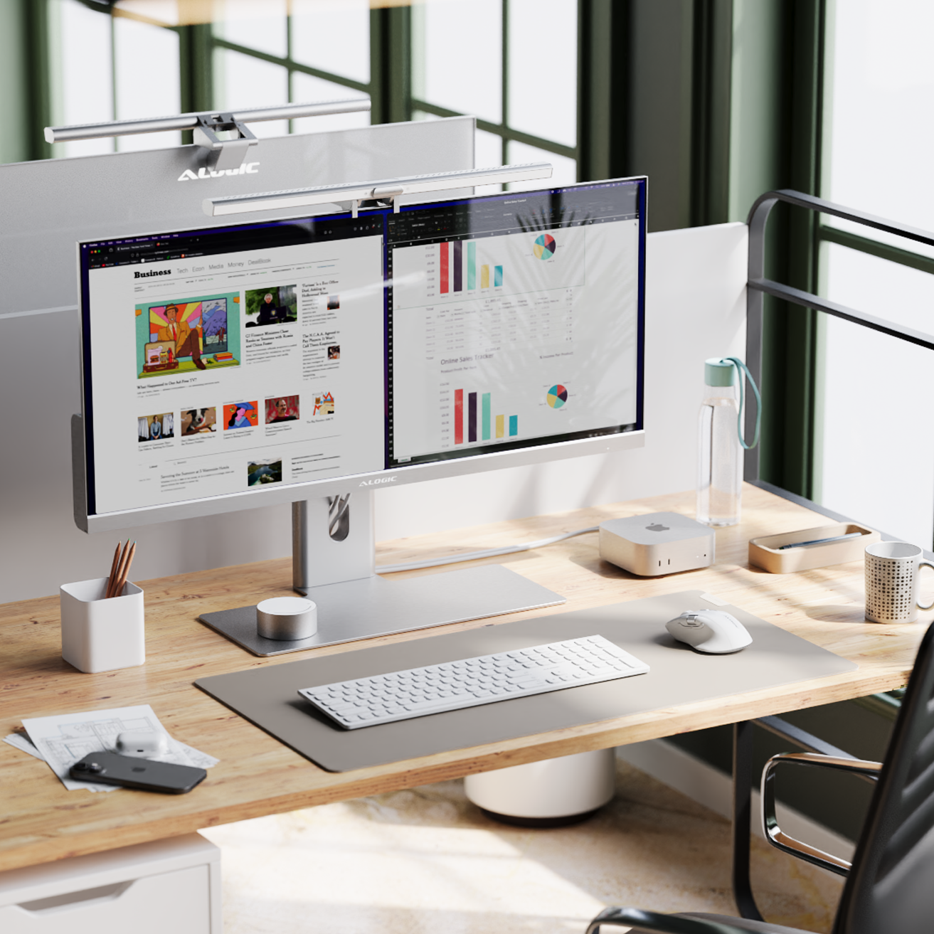 Edge 40" Ultrawide QHD Monitor Ultimate Home Workspace Kit - Silver
