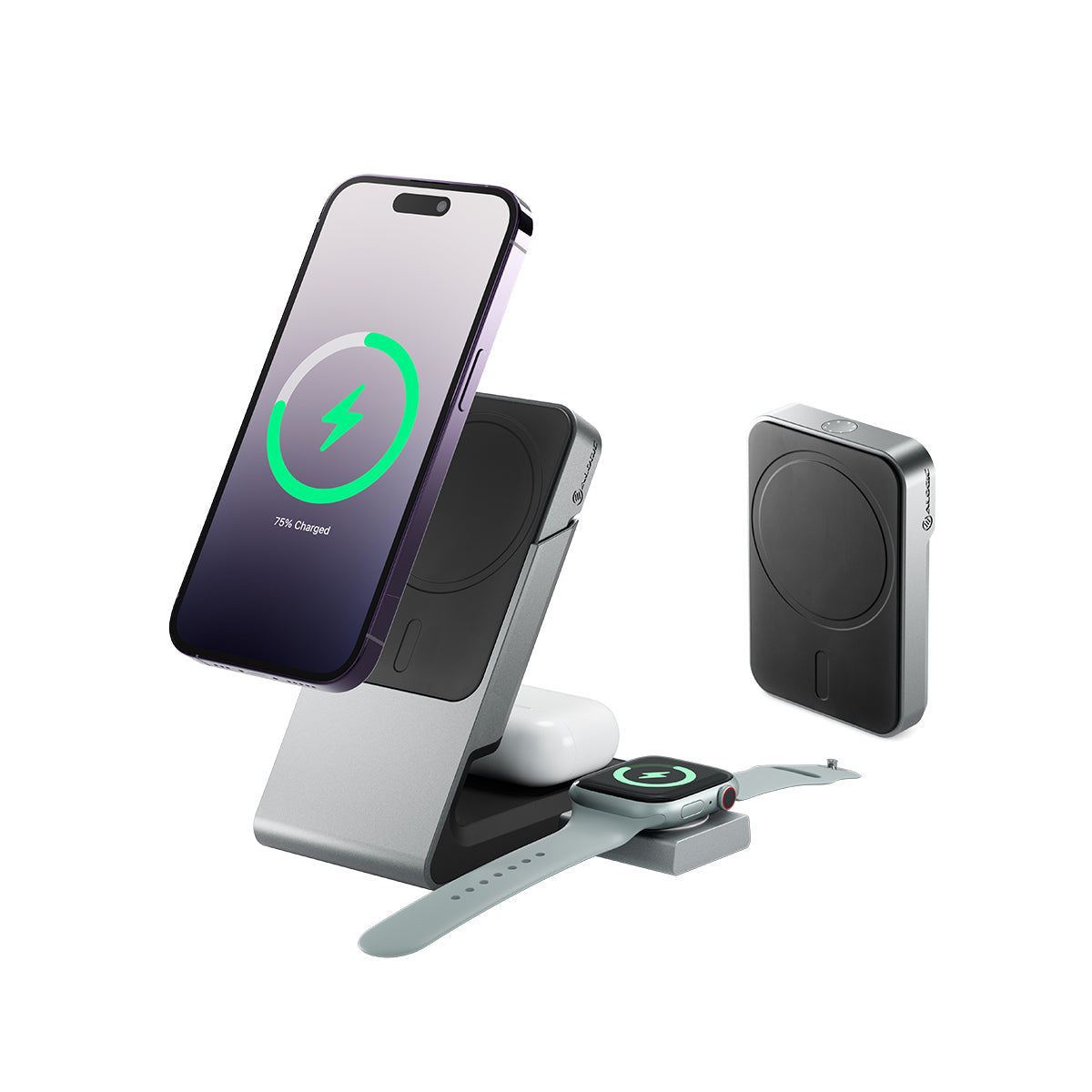 Matrix 3-In-1 Universal Magnetic Charging Dock with Apple Watch Charger + Matrix Universal Magnetic Power Bank 5000mAh