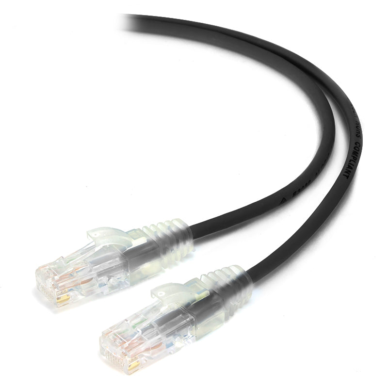 Black Ultra Slim Cat6 Network Cable, UTP, 28AWG - Series Alpha