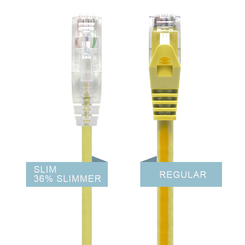 Yellow Ultra Slim Cat6 Network Cable, UTP, 28AWG - Series Alpha