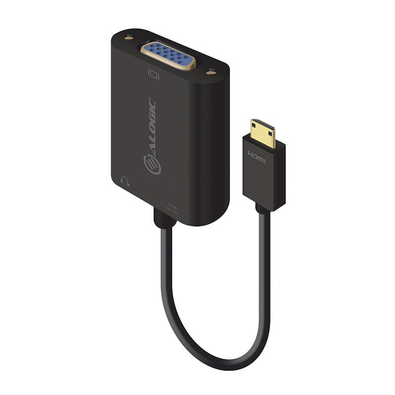 15cm Mini HDMI to VGA Adapter With 3.5mm Audio - Male to Female (Full HD -1920 X 1080)