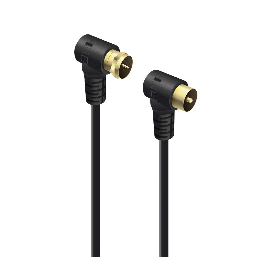 Right Angle PAL To Right Angle F-Type TV Antenna Cable - 3m