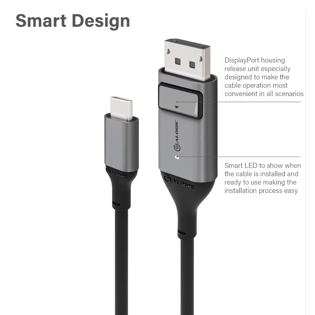 USB-C (Male) to DisplayPort (Male) Cable - Ultra Series - 4K 60Hz -Space Grey
