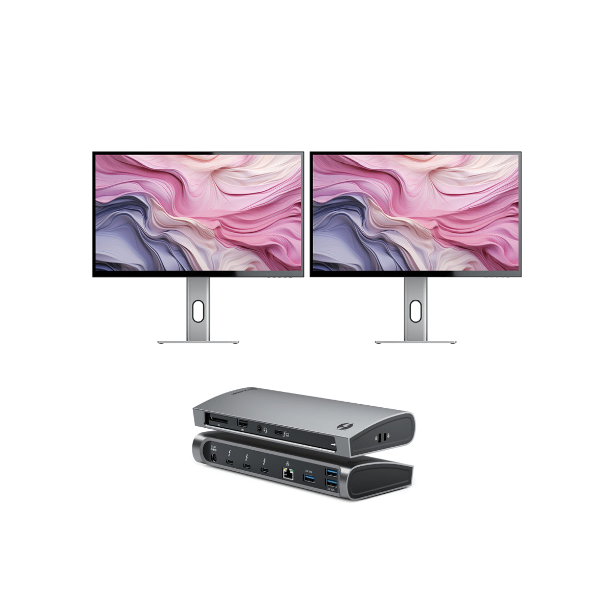 CLARITY 27" UHD 4K Monitor (Pack of 2) + Thunderbolt 4 BLAZE Docking Station