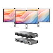 Clarity Max Pro 32" UHD 4K Monitor with USB-C Power Delivery and Webcam (Pack of 3) + DX3 Triple 4K Display Universal Docking Station _ with 100W Power Delivery