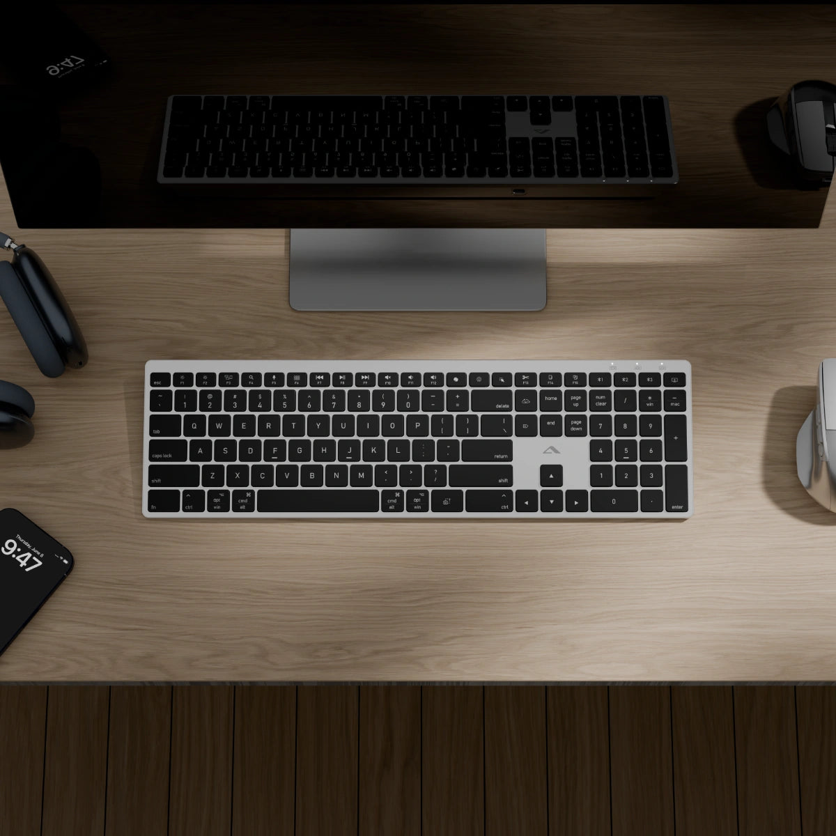 Hush Full Size USB-C Rechargeable Wireless Keyboard with Backlight