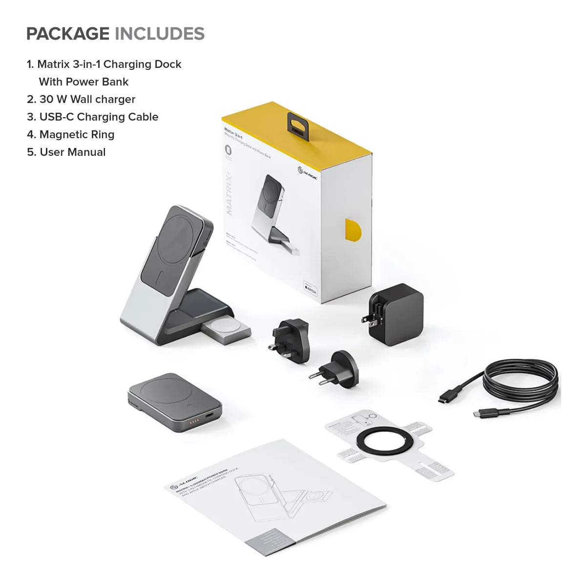 Matrix+ 3-in-1 Universal Magnetic Charging Dock with Power Bank