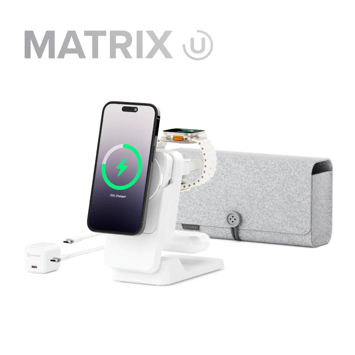 Matrix Ultimate 3-in-1 Wireless Charger with 5,000mAh MagSafe Power Ba