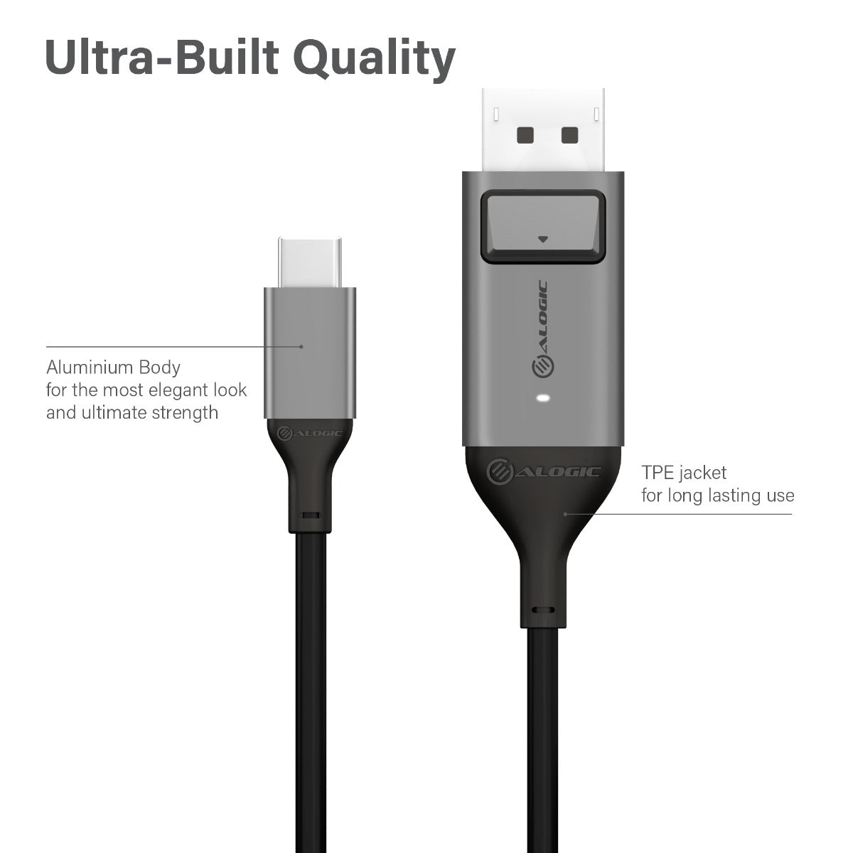 USB-C (Male) to DisplayPort (Male) Cable - Ultra Series - 4K 60Hz -Space Grey