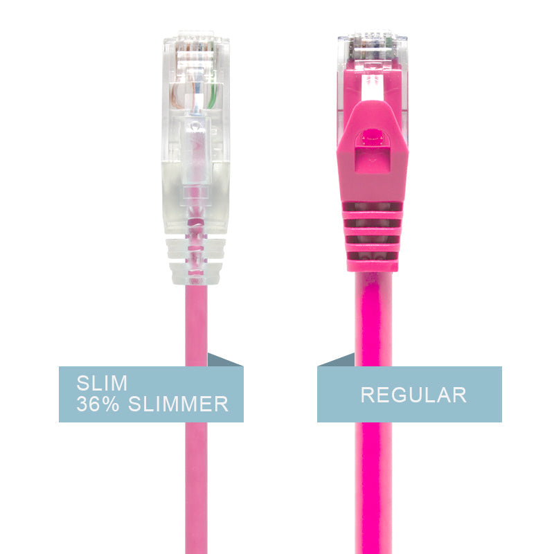 Pink Ultra Slim Cat6 Network Cable, UTP, 28AWG - Series Alpha