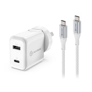 2 Port USB-C & USB-A Wall Charger 30W with Power Delivery (PD) & USB-C to USB-C cable