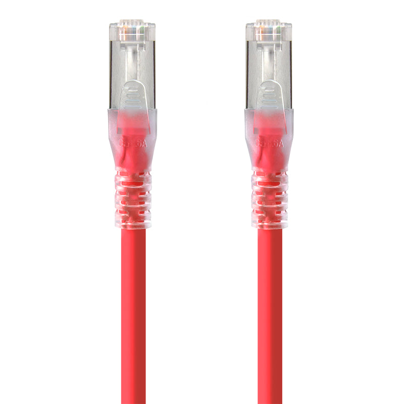 Red Shielded CAT6A LSZH Network Cable - 0.3m
