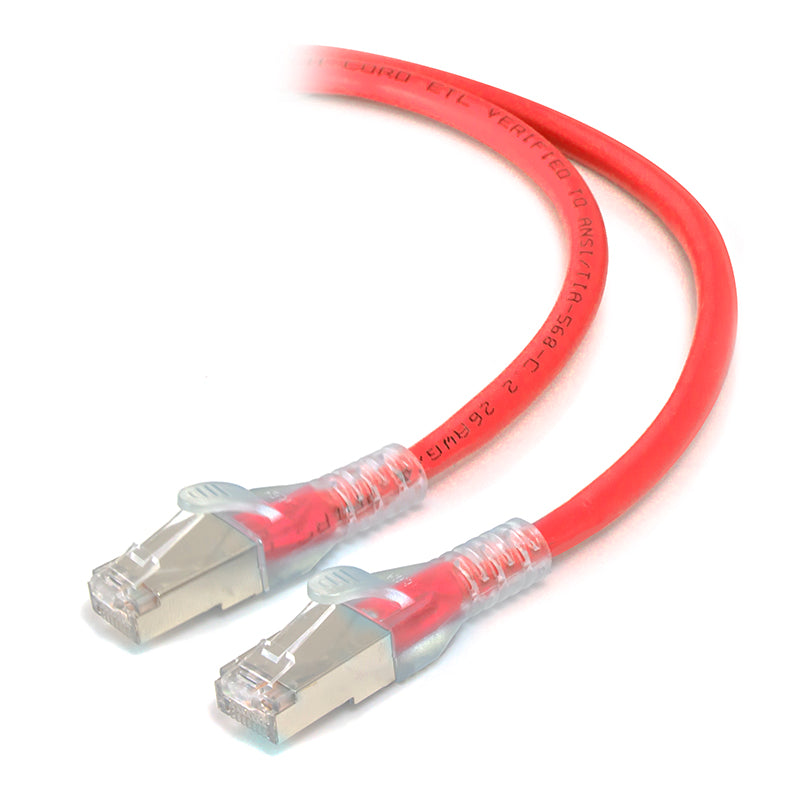 Red Shielded CAT6A LSZH Network Cable - 0.3m