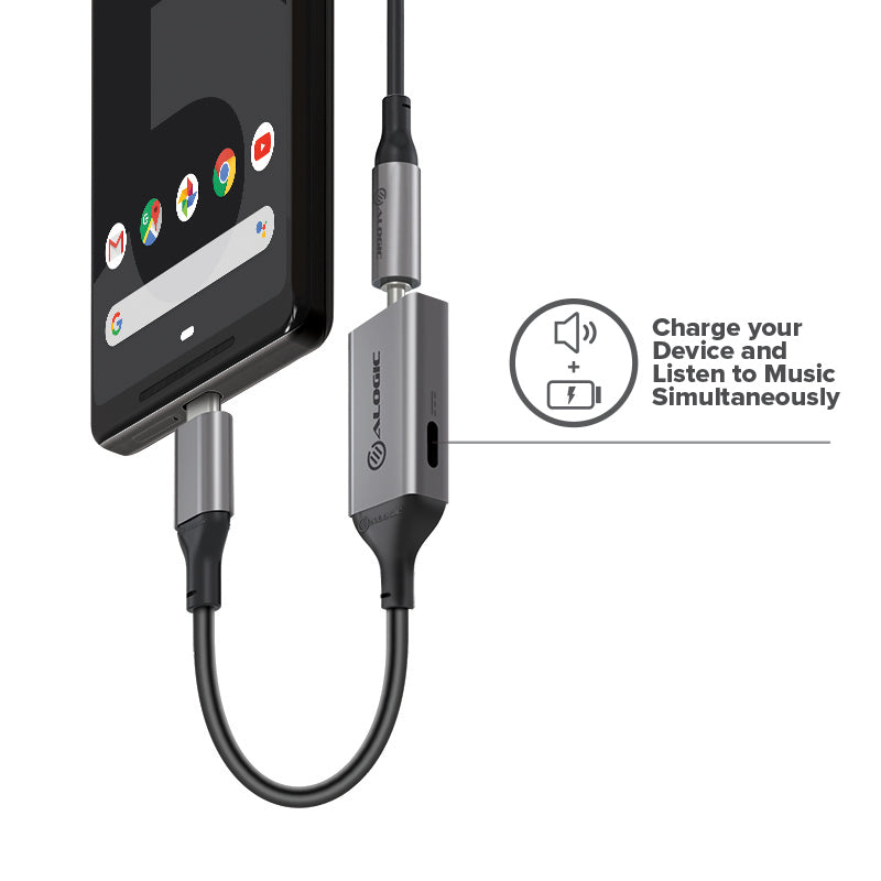 10cm USB-C (Male) to 3.5mm Audio (Female) & USB-C (Female) Charging Combo Adapter - Ultra Series