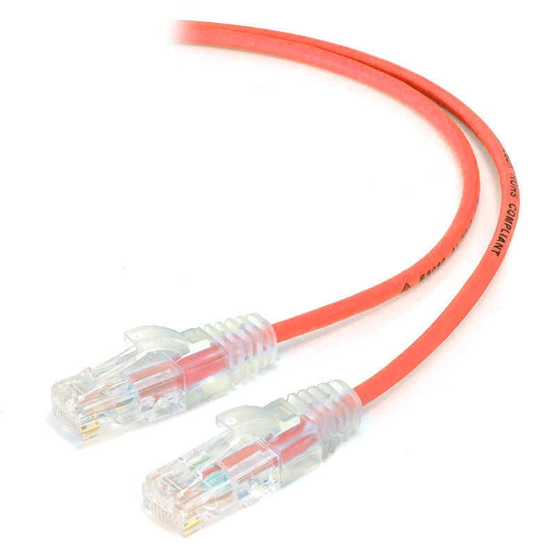 Red Ultra Slim Cat6 Network Cable, UTP, 28AWG - Series Alpha