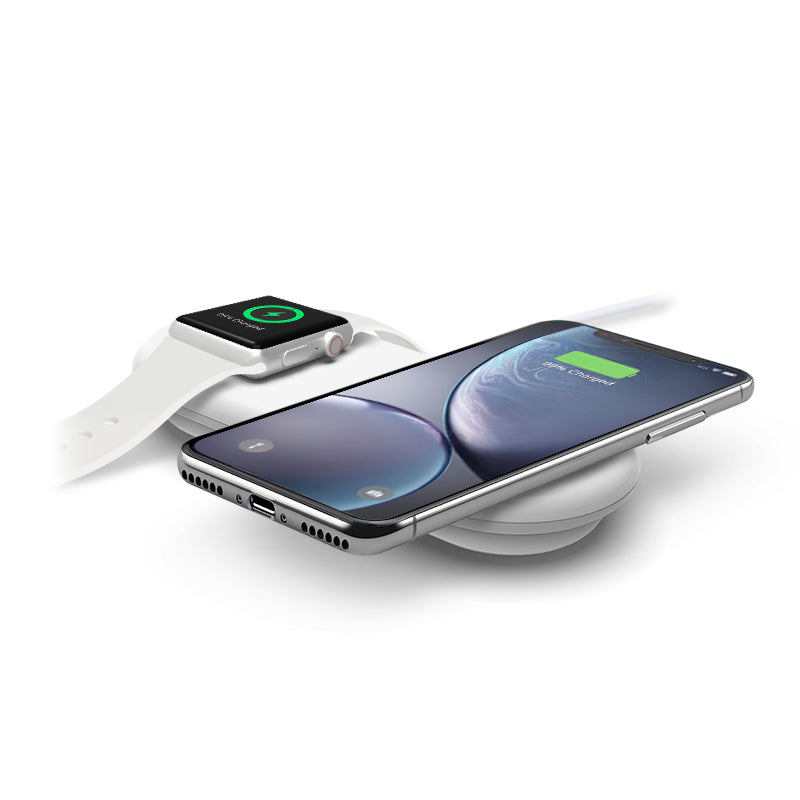 Wireless Duet Charging Station - iPhone & Apple Watch Charger - White