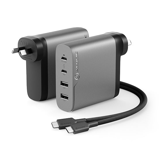 4X100 Rapid Power 4 Port 100W GaN Wall Charger - Includes 2m 100W USB-C Charging Cable