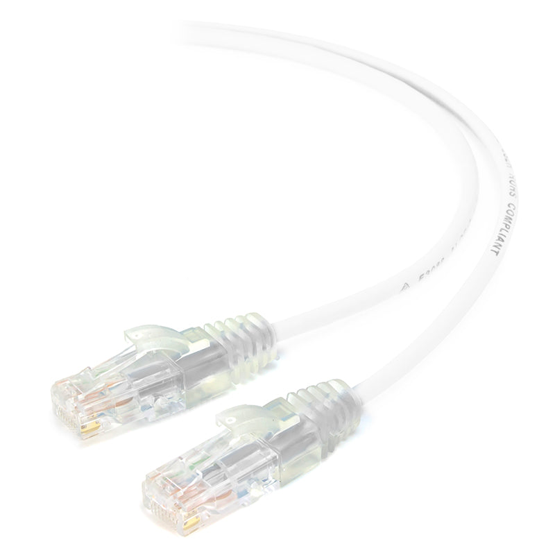 White Ultra Slim Cat6 Network Cable, UTP, 28AWG - Series Alpha