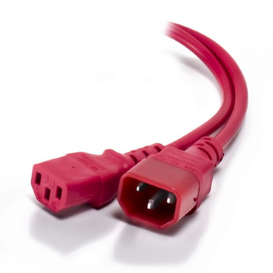 IEC C13 to IEC C14 Computer Power Extension Cord - Male to Female - 2m - Red