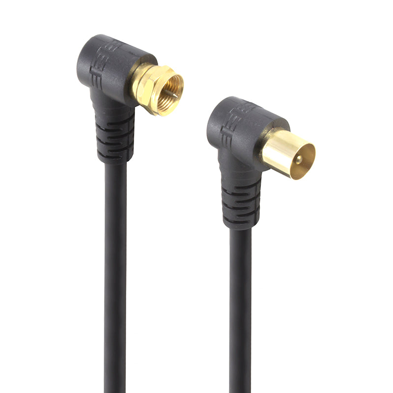Right Angle PAL To Right Angle F-Type TV Antenna Cable - 3m