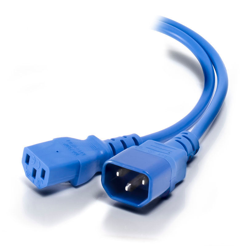 IEC C13 to IEC C14 Computer Power Extension Cord - Male to Female - 2m - Blue