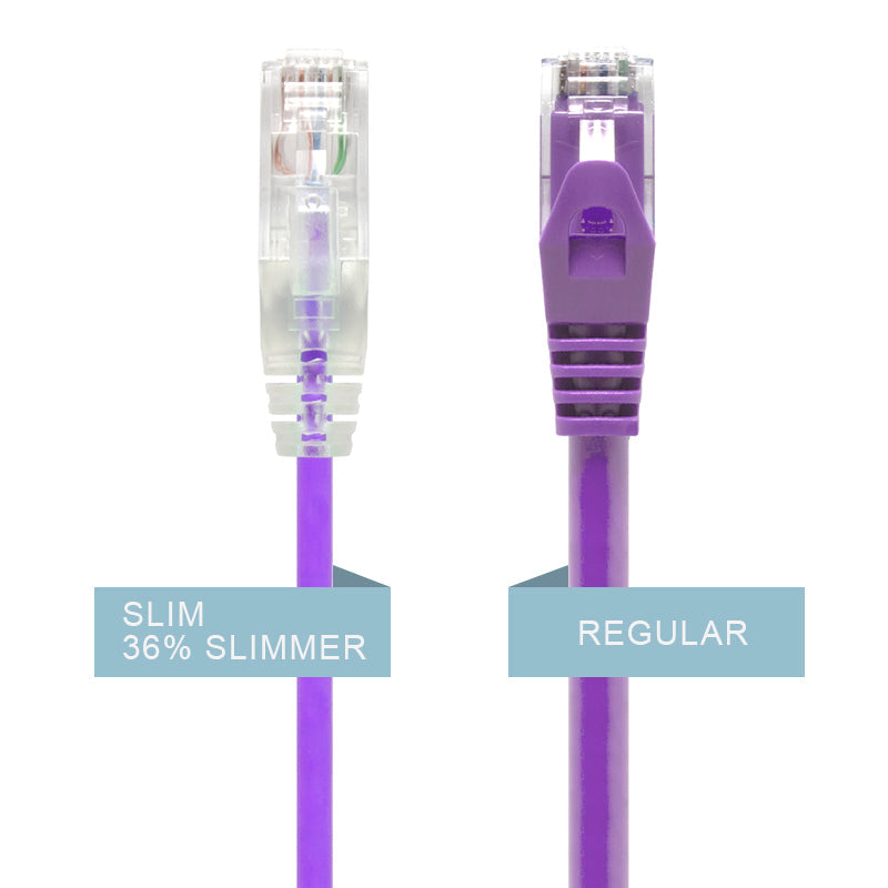 Purple Ultra Slim Cat6 Network Cable, UTP, 28AWG - Series Alpha
