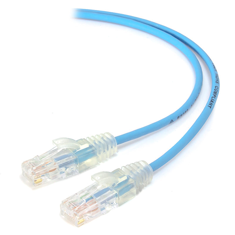 Blue Ultra Slim Cat6 Network Cable, UTP, 28AWG - Series Alpha - Commercial