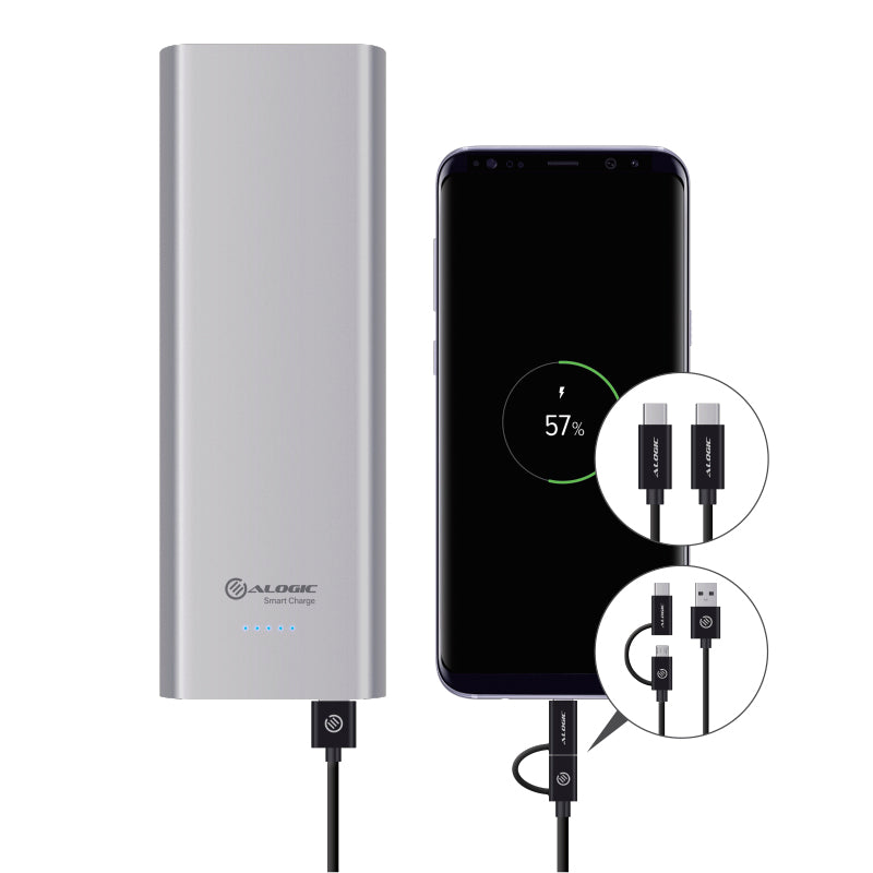 USB-C 20100mAh Portable Power Bank with Dual Output - 2.4A & 3A - Space Grey - Prime Series