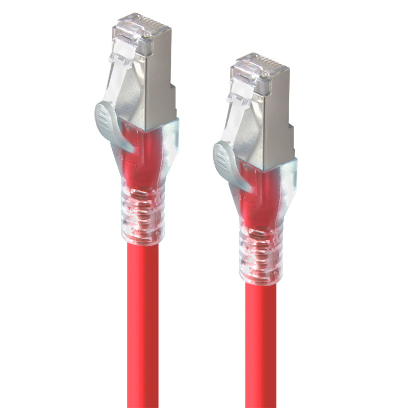 Red Shielded CAT6A LSZH Network Cable - 0.3m
