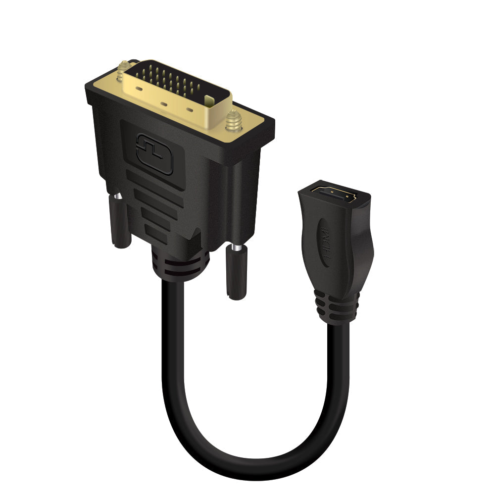 15cm DVI-D (M) to HDMI (F) Adapter Cable - Male to Female