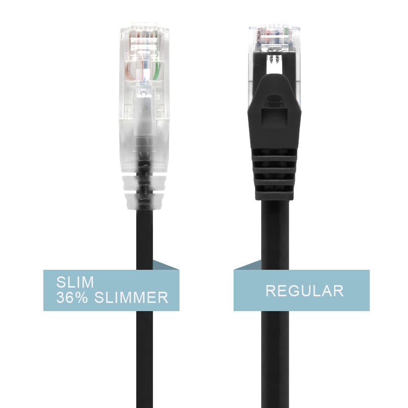 Black Ultra Slim Cat6 Network Cable, UTP, 28AWG - Series Alpha