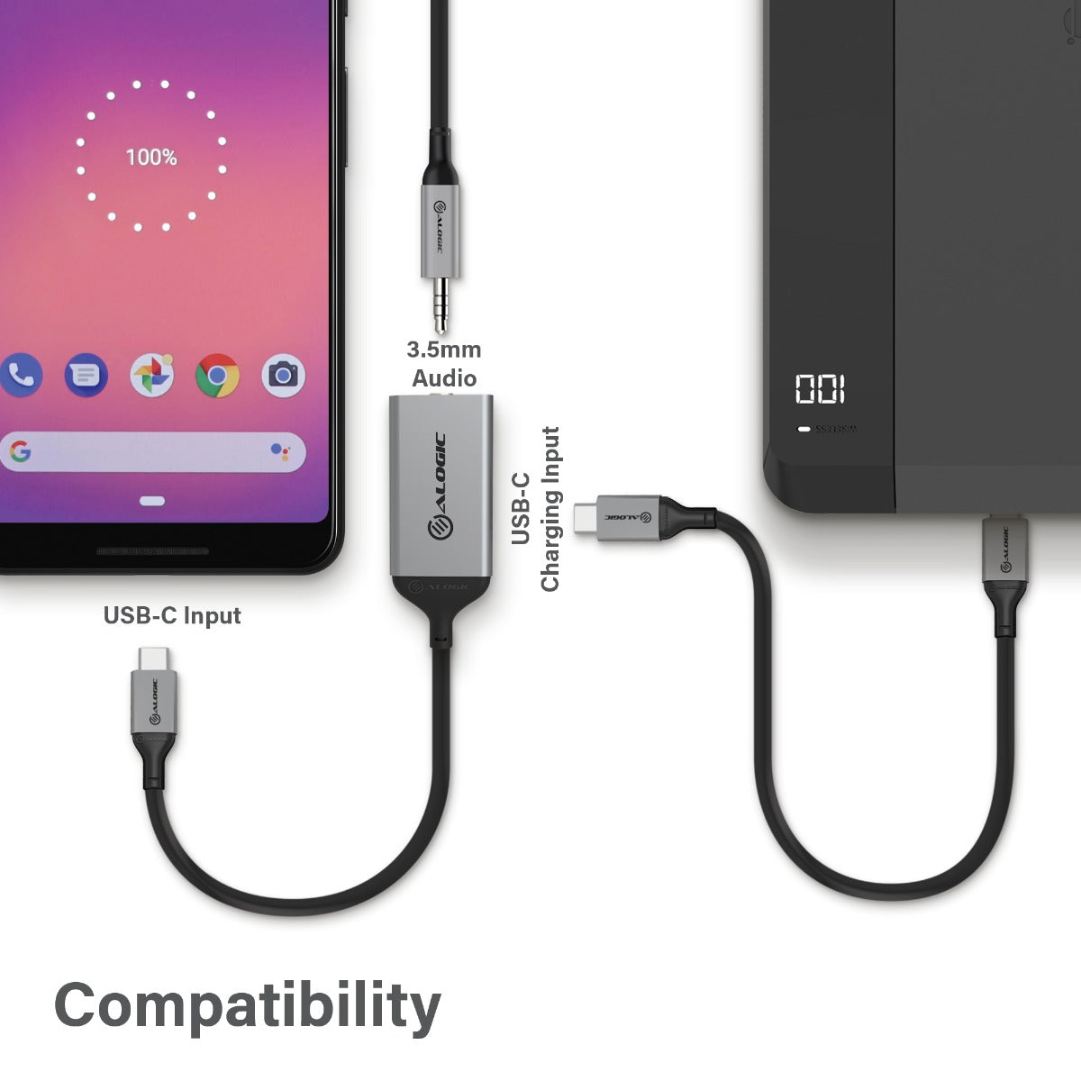 10cm USB-C (Male) to 3.5mm Audio (Female) & USB-C (Female) Charging Combo Adapter - Ultra Series