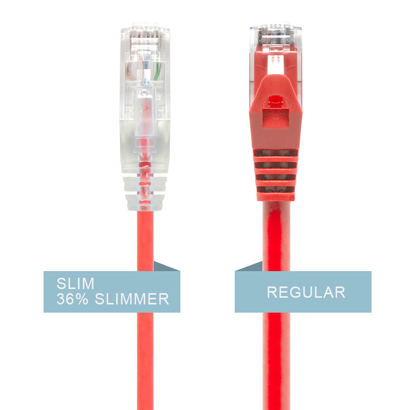 Red Ultra Slim Cat6 Network Cable, UTP, 28AWG - Series Alpha