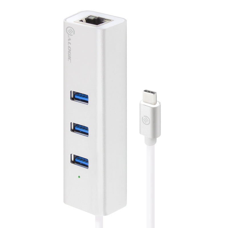 USB-C to Gigabit Ethernet & 3 Port USB Hub - Aluminium - Prime Series