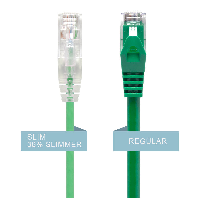 Green Ultra Slim Cat6 Network Cable, UTP, 28AWG - Series Alpha