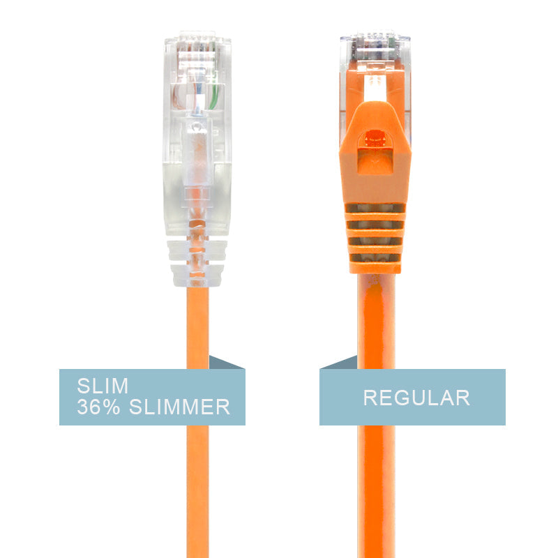 Orange Ultra Slim Cat6 Network Cable, UTP, 28AWG - Series Alpha