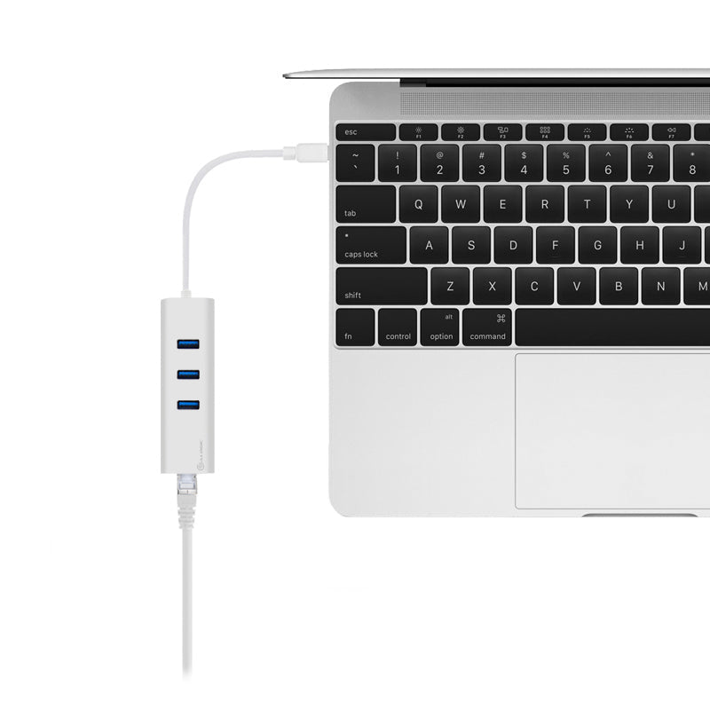 USB-C to Gigabit Ethernet & 3 Port USB Hub - Aluminium - Prime Series
