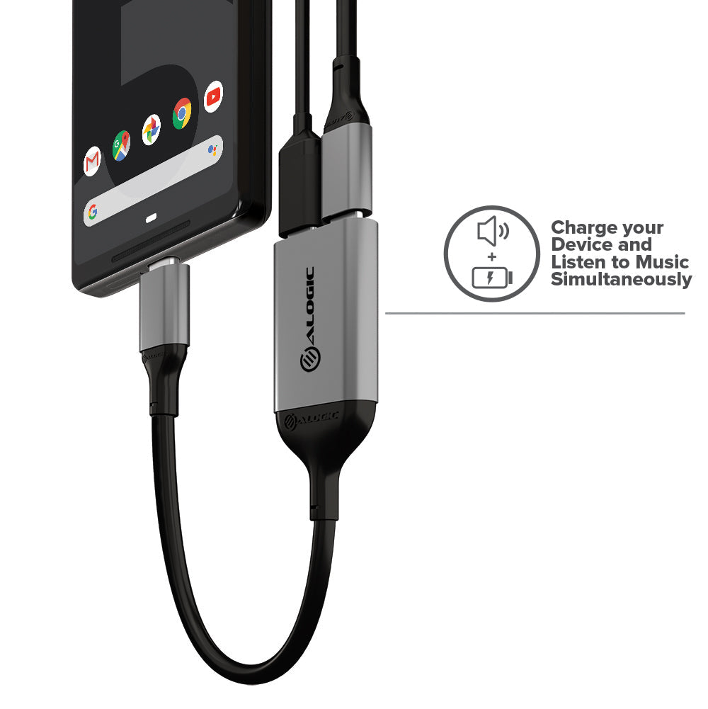 USB-C (Male) to USB-C (Female) Audio and USB-C (Female) Charging Combo Adapter - Ultra Series