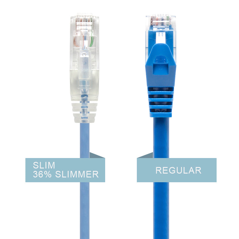 Blue Ultra Slim Cat6 Network Cable, UTP, 28AWG - Series Alpha - Retail