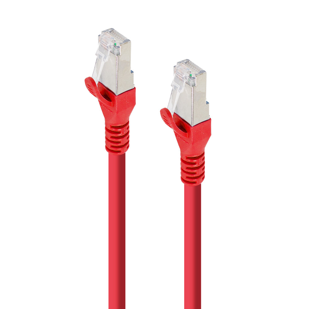 Red Shielded CAT6A LSZH Network Cable - 0.3m