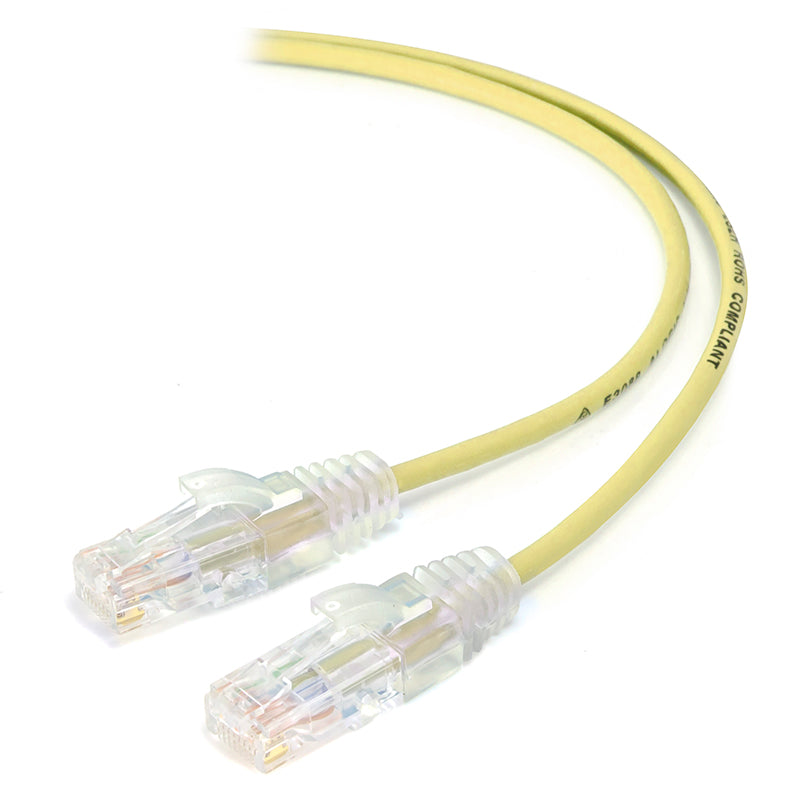 Yellow Ultra Slim Cat6 Network Cable, UTP, 28AWG - Series Alpha
