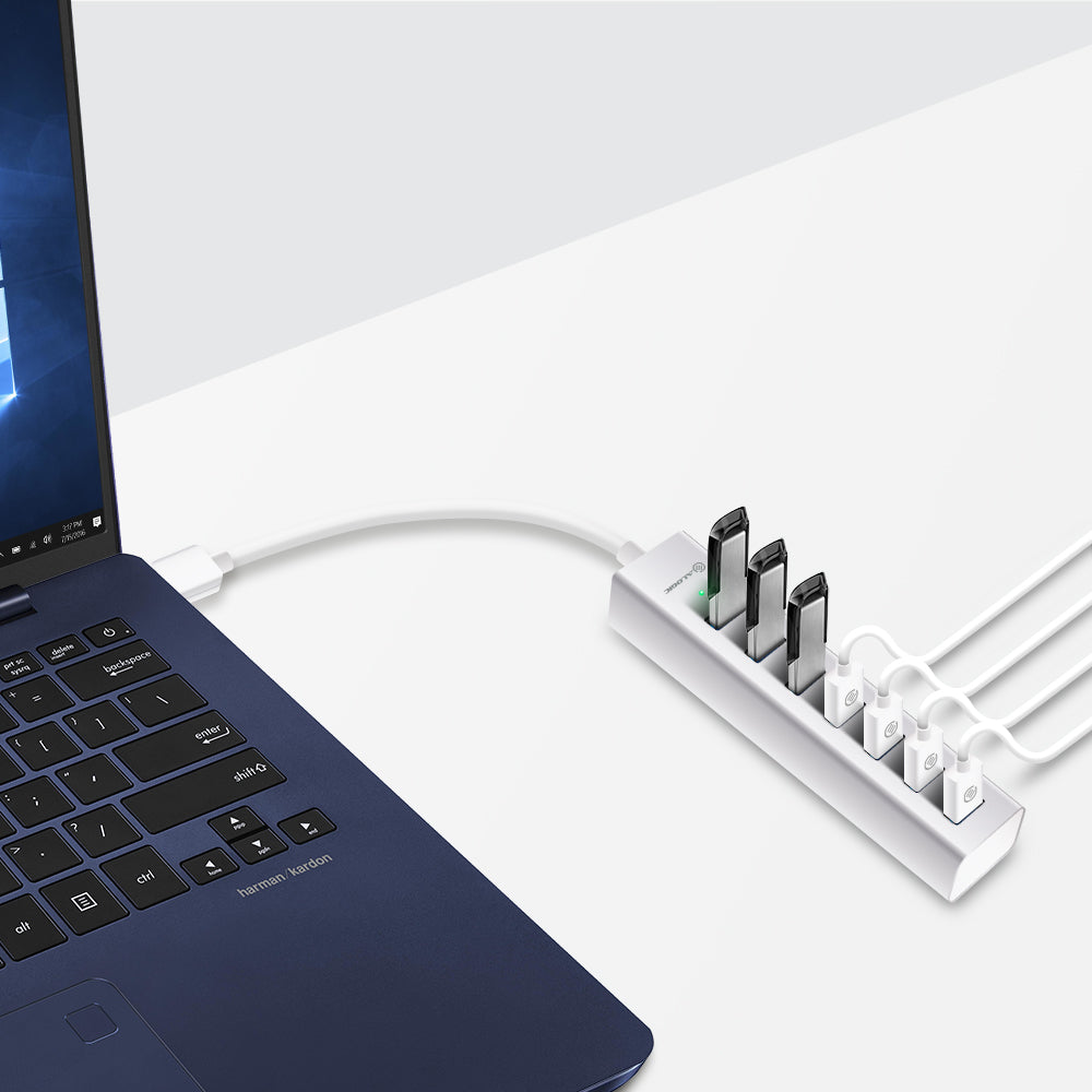 7 Port USB Hub - Aluminium Unibody with Power Adapter - Prime Series
