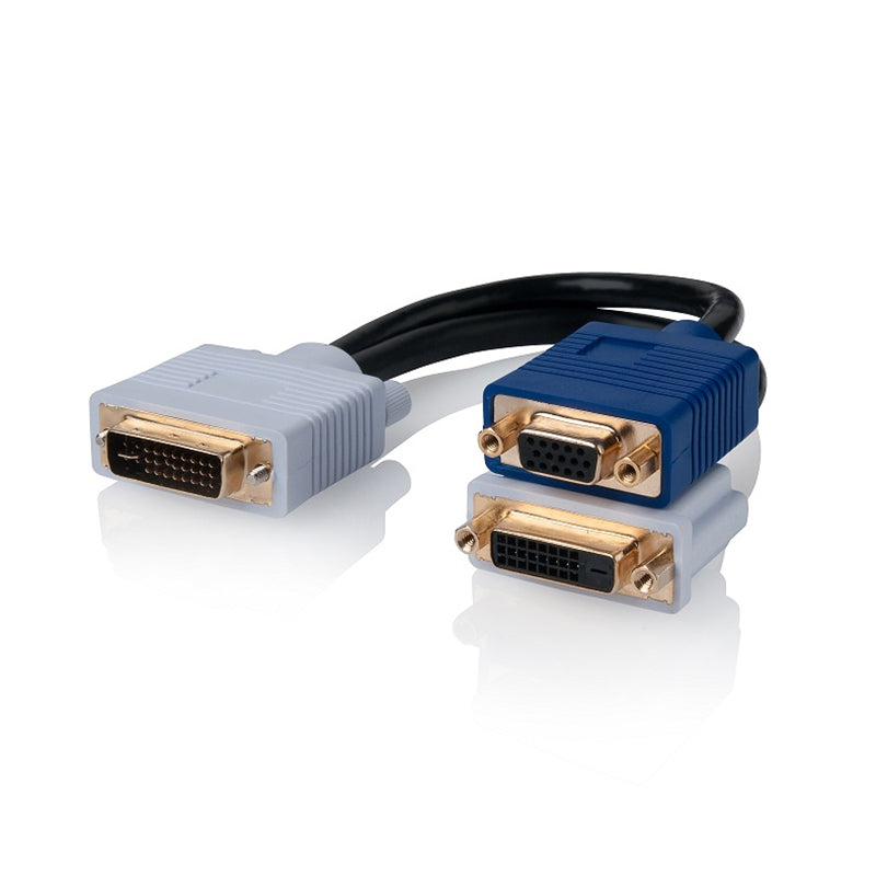 DVI-I (M) to DVI-D (F) and VGA (F) Video Splitter Cable - (1) Male to (2) Female