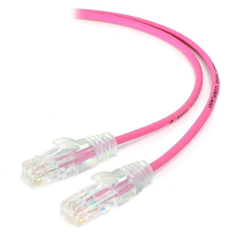Pink Ultra Slim Cat6 Network Cable, UTP, 28AWG - Series Alpha