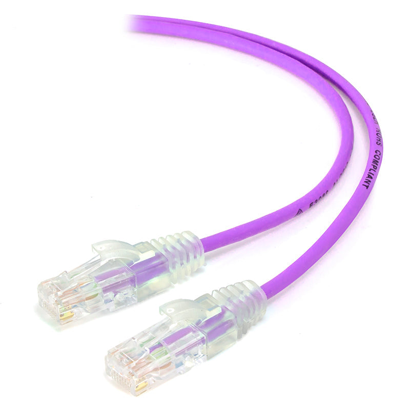 Purple Ultra Slim Cat6 Network Cable, UTP, 28AWG - Series Alpha