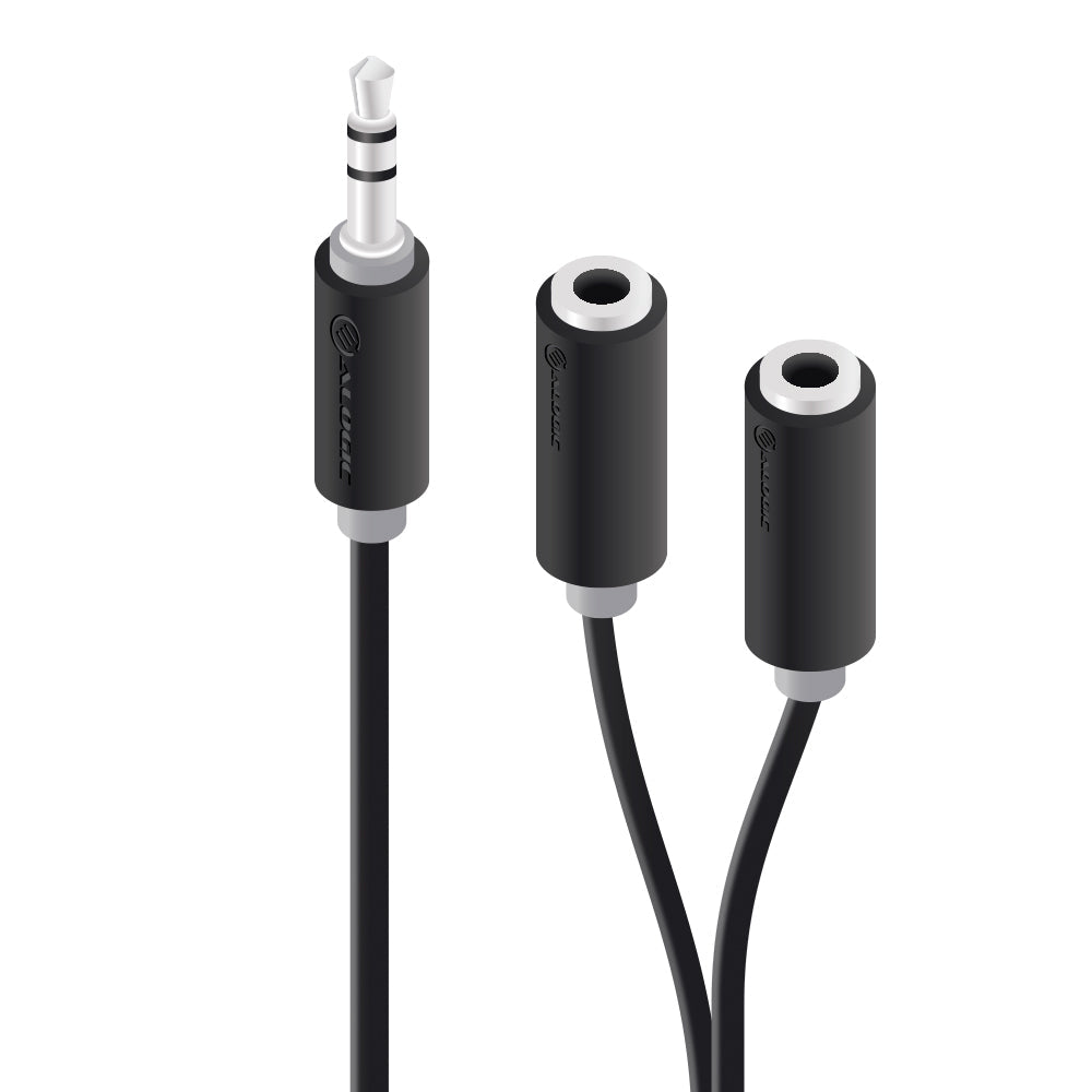3.5mm Stereo Audio (M) to 2 X 3.5mm Stereo Audio (F) Splitter Cable - (1) Male to (2) Female