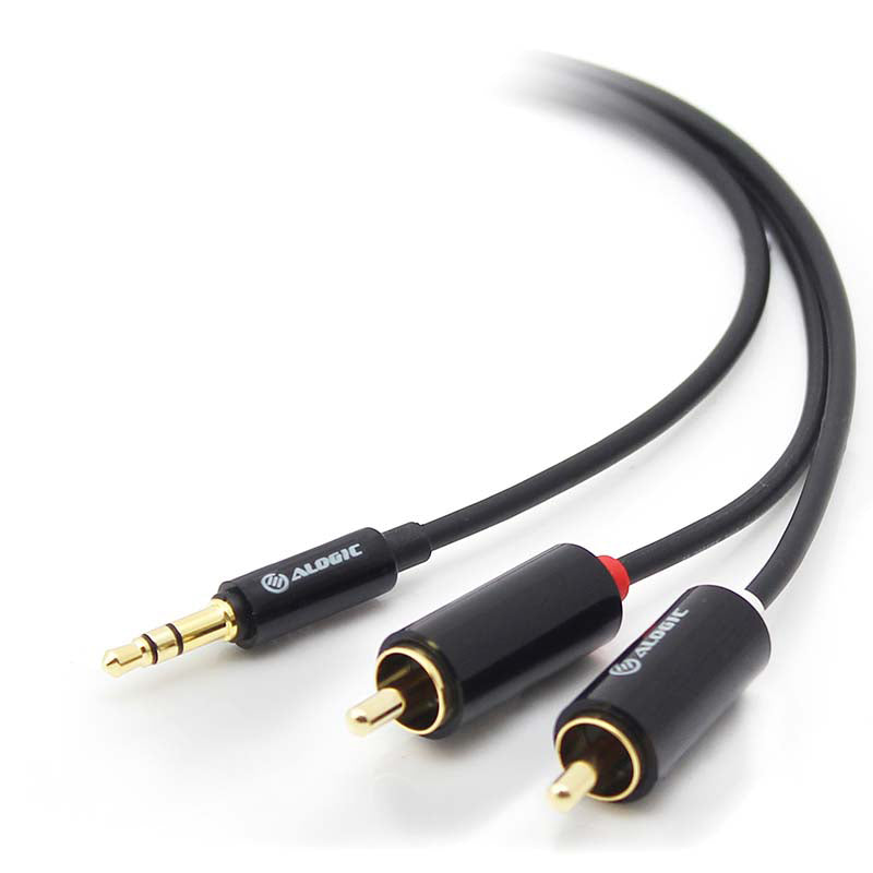 3.5mm Stereo Audio to 2 X RCA Stereo Male Cable - (1) Male to (2) Male - Premium Series
